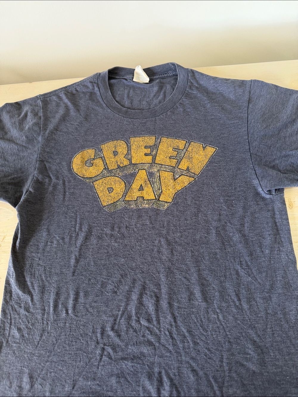 Green Day Graphic Tee - Navy Blue with Yellow Logo small